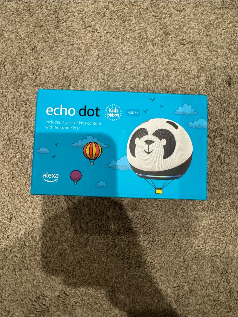 Echo Dot Kids Edition Smart Speaker in Bright Blue with Panda Graphic